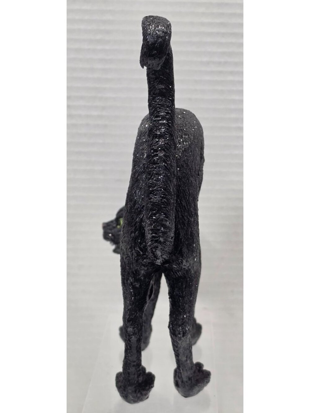 Halloween Black Cat Figurine Arched Back Glitter Resin Decor 8.5" - Picture 5 of 8